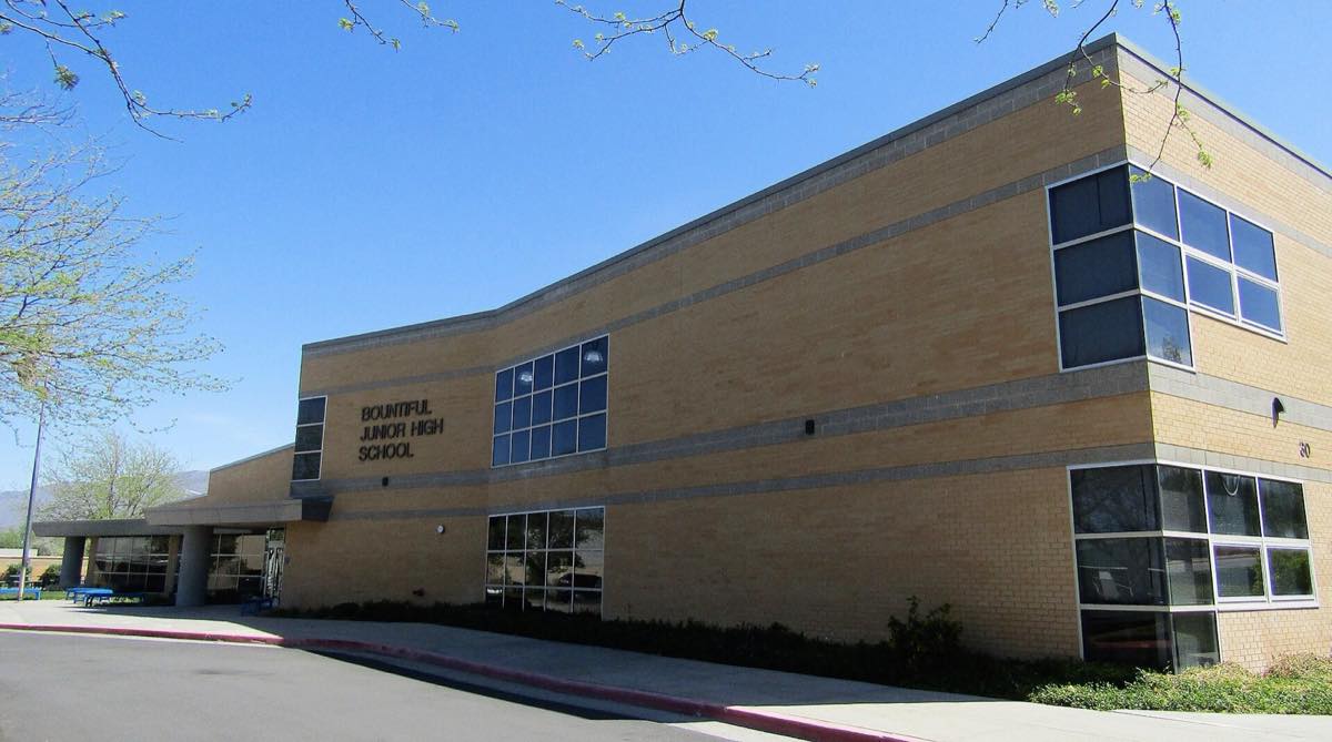 Bountiful Junior High School building on a sunny spring day