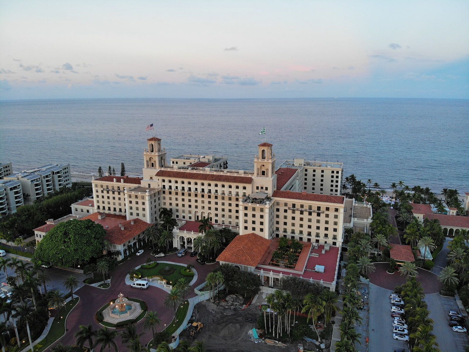 The Breakers hotel and its twin towers on the Atlantic oceanfront in Palm Beach
